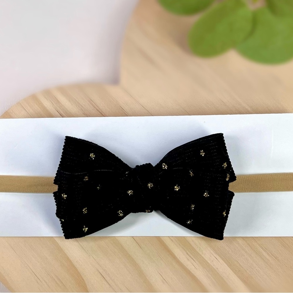 Chic Black and Gold Kids Hair Bow